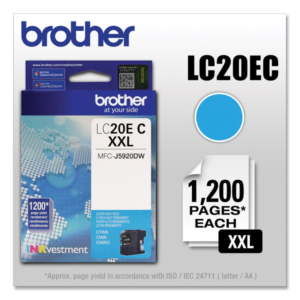 Brother LC20EC INKvestment Super High-Yield Ink, 1200 Page-Yield, Cyan (BRTLC20EC)