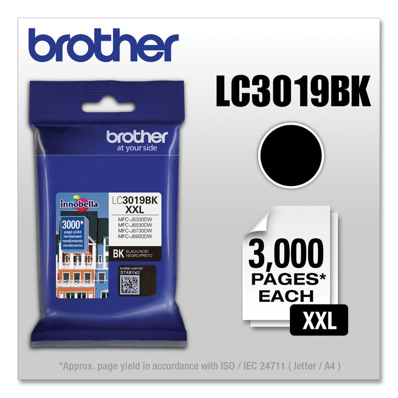 Brother LC3019BK Innobella Super High-Yield Ink, 2800 Page-Yield, Black (BRTLC3019BK)