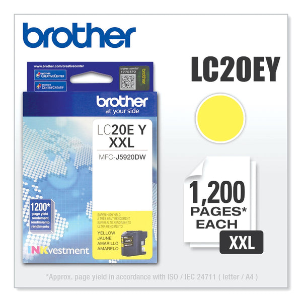 Brother LC20EY INKvestment Super High-Yield Ink, 1200 Page-Yield, Yellow (BRTLC20EY)
