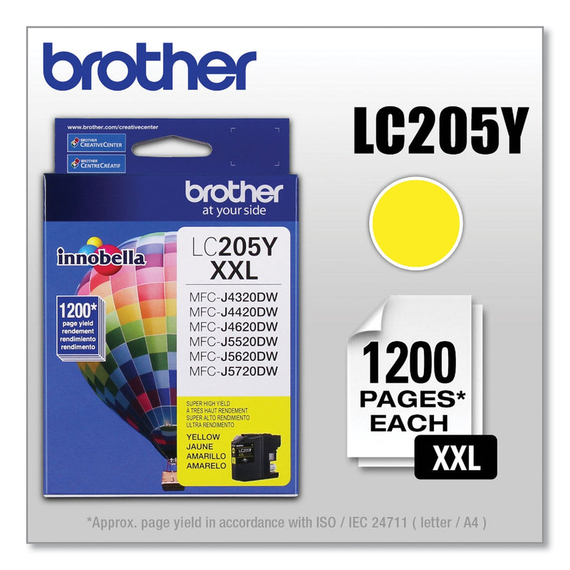 Brother LC205Y Innobella Super High-Yield Ink, 1200 Page-Yield, Yellow (BRTLC205Y)