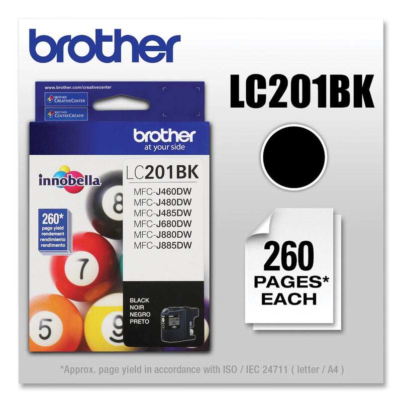 Brother LC201BK Innobella Ink, 260 Page-Yield, Black (BRTLC201BK)