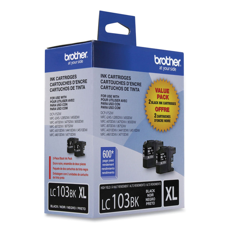 Brother LC1032PKS Innobella High-Yield Ink, 600 Page-Yield, Black, 2/PK (BRTLC1032PKS)