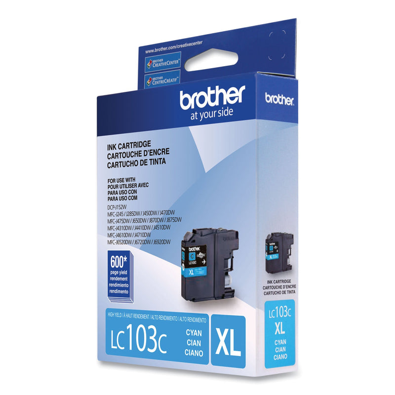 Brother LC103C Innobella High-Yield Ink, 600 Page-Yield, Cyan (BRTLC103C)
