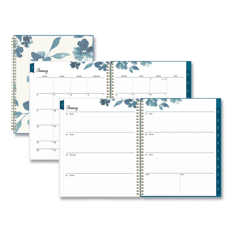 Blue Sky® Bakah Blue Weekly/Monthly Planner, Floral Artwork, 11 x 8.5, Blue/White Cover, 12-Month (Jan to Dec): 2025 (BLS137261)