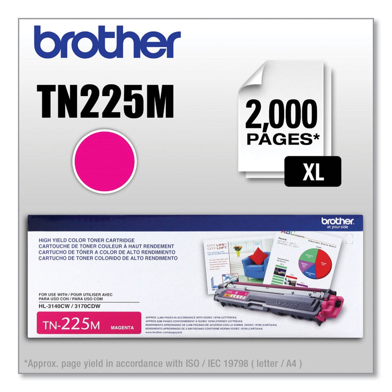 Brother TN225M High-Yield Toner, 2200 Page-Yield, Magenta (BRTTN225M)