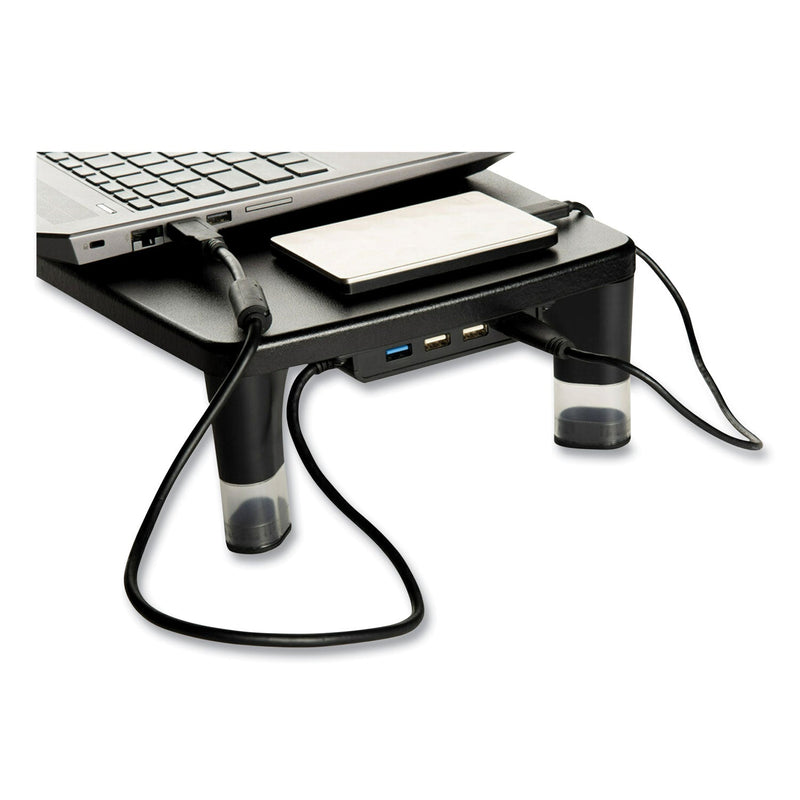 3M™ Monitor Stand MS100B, 21.6 x 9.4 x 2.7 to 3.9, Black/Clear, Supports 33 lb (MMMMS100B)