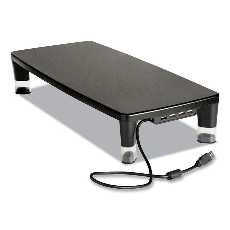 3M™ Monitor Stand MS100B, 21.6 x 9.4 x 2.7 to 3.9, Black/Clear, Supports 33 lb (MMMMS100B)