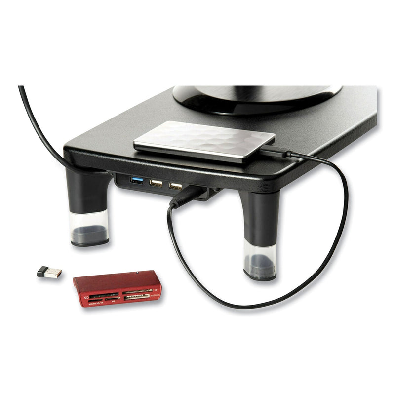 3M™ Monitor Stand MS100B, 21.6 x 9.4 x 2.7 to 3.9, Black/Clear, Supports 33 lb (MMMMS100B)