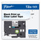 Brother TZe Standard Adhesive Laminated Labeling Tape, 0.7" x 26.2 ft, Black on Clear (BRTTZE141)