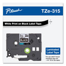 Brother TZe Standard Adhesive Laminated Labeling Tape, 0.23" x 26.2 ft, White on Black (BRTTZE315)