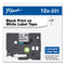 Brother TZe Standard Adhesive Laminated Labeling Tape, 0.47" x 26.2 ft, Black on White (BRTTZE231)