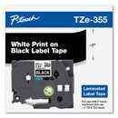 Brother TZe Standard Adhesive Laminated Labeling Tape, 0.94" x 26.2 ft, White on Black (BRTTZE355)