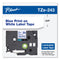 Brother TZe Standard Adhesive Laminated Labeling Tape, 0.7" x 26.2 ft, Blue on White (BRTTZE243)