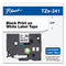 Brother TZe Standard Adhesive Laminated Labeling Tape, 0.7" x 26.2 ft, Black on White (BRTTZE241)