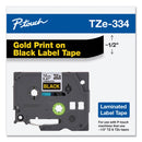 Brother TZe Standard Adhesive Laminated Labeling Tape, 0.47" x 26.2 ft, Gold on Black (BRTTZE334)
