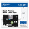 Brother TZe Standard Adhesive Laminated Labeling Tape, 1.4" x 26.2 ft, Black on White (BRTTZE261)