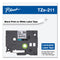 Brother TZe Standard Adhesive Laminated Labeling Tape, 0.23" x 26.2 ft, Black on White (BRTTZE211)