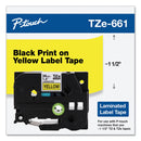 Brother TZe Standard Adhesive Laminated Labeling Tape, 1.4" x 26.2 ft, Black on Yellow (BRTTZE661)