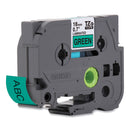 Brother TZe Standard Adhesive Laminated Labeling Tape, 0.7" x 26.2 ft, Black on Green (BRTTZE741)