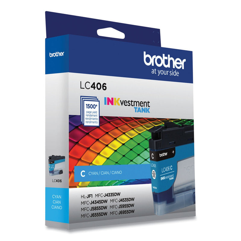 Brother LC406CS INKvestment Ink, 1,500 Page-Yield, Cyan (BRTLC406CS)