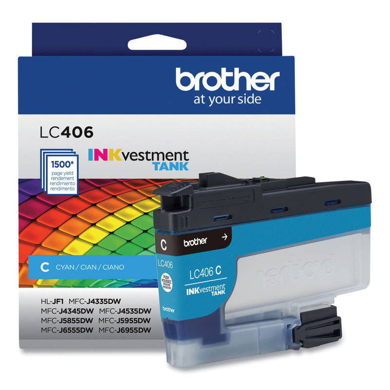 Brother LC406CS INKvestment Ink, 1,500 Page-Yield, Cyan (BRTLC406CS)
