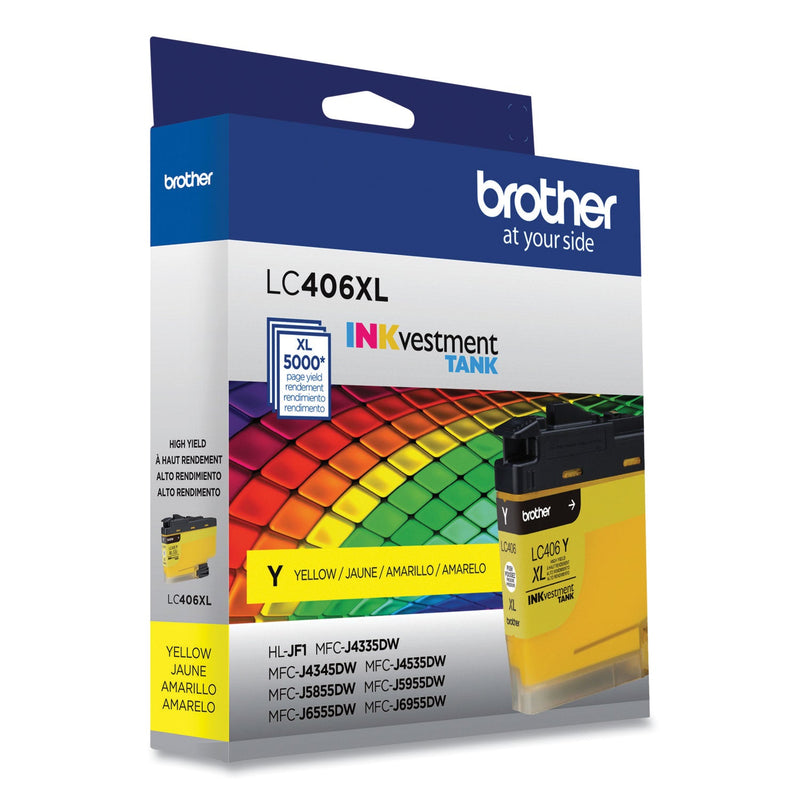 Brother LC406XLYS INKvestment High-Yield Ink, 5,000 Page-Yield, Yellow (BRTLC406XLYS)