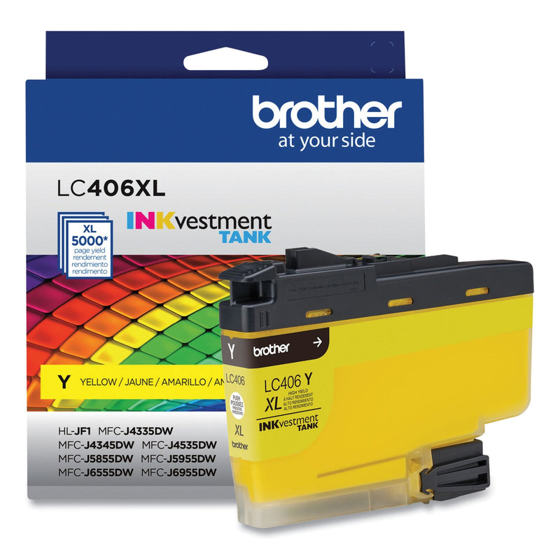 Brother LC406XLYS INKvestment High-Yield Ink, 5,000 Page-Yield, Yellow (BRTLC406XLYS)