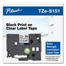 Brother TZe Extra-Strength Adhesive Laminated Labeling Tape, 0.94" x 26.2 ft, Black on Clear (BRTTZES151)