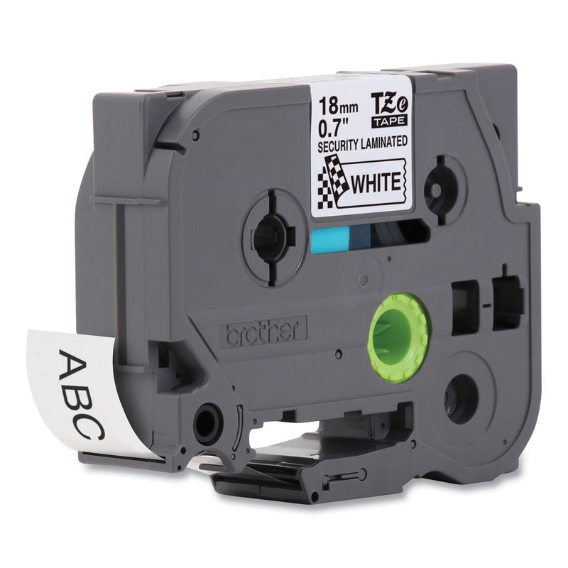 Brother TZ Security Tape Cartridge for P-Touch Labelers, 0.7" x 26.2 ft, Black on White (BRTTZESE4)