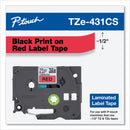 Brother TZe Laminated Removable Label Tapes, 0.47" x 26.2 ft, Black on Red (BRTTZE431CS)