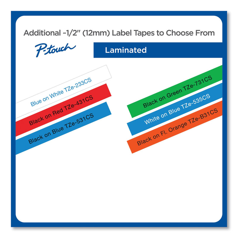 Brother TZe Laminated Removable Label Tapes, 0.47" x 26.2 ft, Blue on White (BRTTZE233CS)