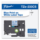 Brother TZe Laminated Removable Label Tapes, 0.47" x 26.2 ft, Blue on White (BRTTZE233CS)