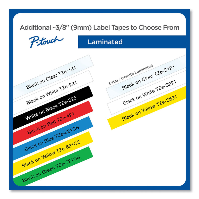 Brother TZe Laminated Removable Label Tapes, 0.35" x 26.2 ft, Black on Yellow (BRTTZE621CS)