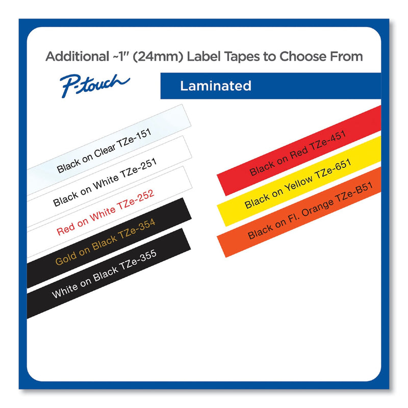Brother TZ Standard Adhesive Laminated Labeling Tape, 1" x 16.4 ft, Black on Fluorescent Orange (407967)