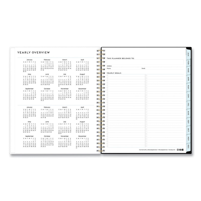 Blue Sky® Baccara Dark Monthly Planner, Floral Artwork, 10 x 8, Gray/Black/Gold Cover, 12-Month (Jan to Dec): 2025 (BLS110216)