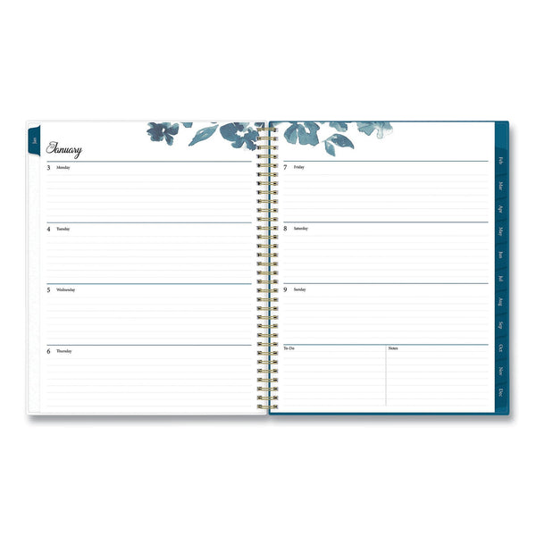 Blue Sky® Bakah Blue Weekly/Monthly Planner, Floral Artwork, 11 x 8.5, Blue/White Cover, 12-Month (Jan to Dec): 2025 (BLS137261)