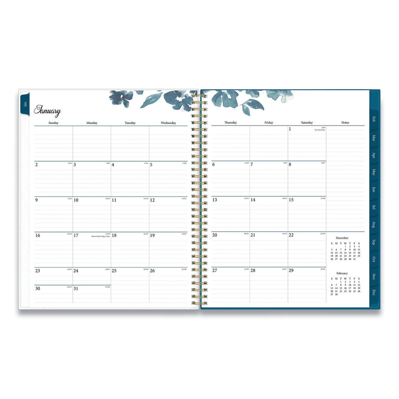 Blue Sky® Bakah Blue Weekly/Monthly Planner, Floral Artwork, 11 x 8.5, Blue/White Cover, 12-Month (Jan to Dec): 2025 (BLS137261)