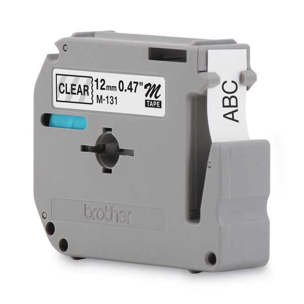 Brother M Series Tape Cartridge for P-Touch Labelers, 0.47" x 26.2 ft, Black on Clear (BRTM131)