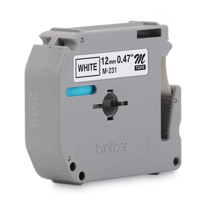Brother M Series Tape Cartridge for P-Touch Labelers, 0.47" x 26.2 ft, Black on White (BRTM231)