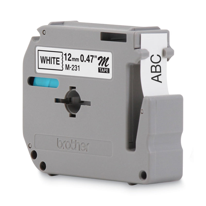 Brother M Series Tape Cartridge for P-Touch Labelers, 0.47" x 26.2 ft, Black on White (BRTM231)