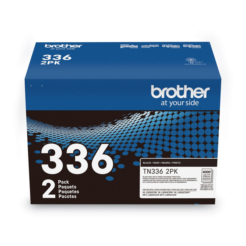 Brother TN3362PK High-Yield Toner, 4,000 Page-Yield, Black, 2/Pack (BRTTN3362PK)