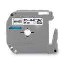 Brother M Series Tape Cartridges for P-Touch Labelers, 0.47" x 26.2 ft, Black on White, 2/Pack (BRTM2312PK)
