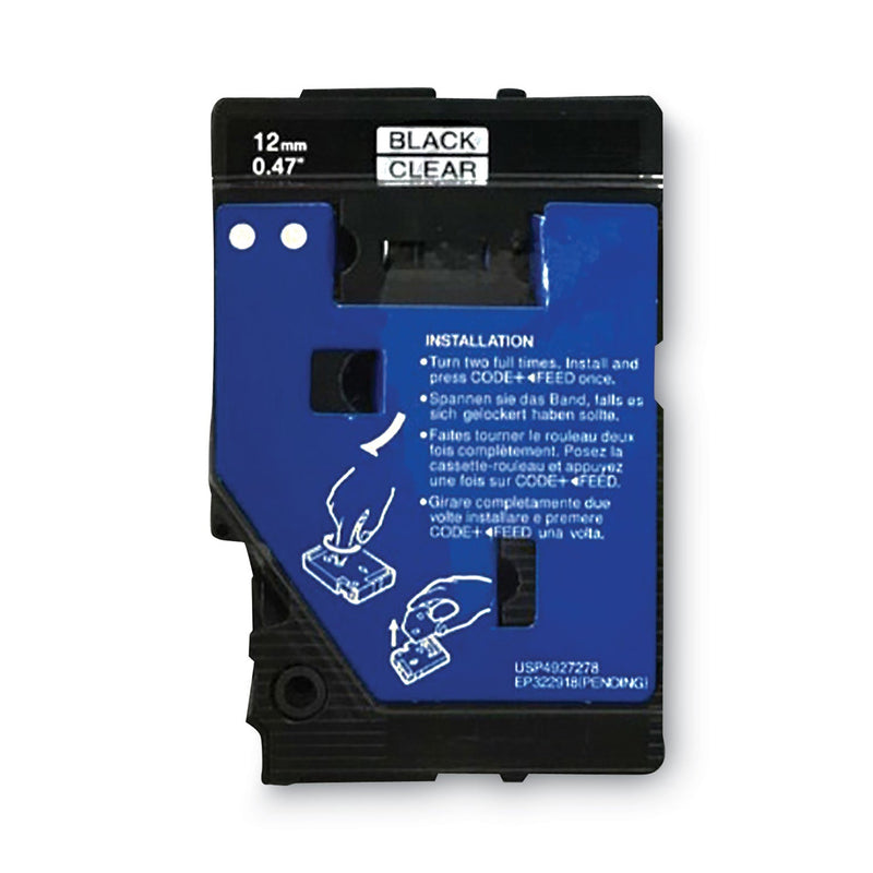 Brother TC Tape Cartridges for P-Touch Labelers, 0.47" x 25.2 ft, Black on Clear, 2/Pack (BRTTC10)
