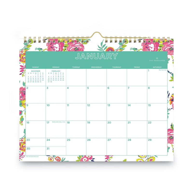 Blue Sky® Day Designer Peyton Wall Calendar, Floral Artwork, 11 x 8.75, White/Multicolor Sheets, 12-Month (Jan to Dec): 2025 (BLS103629)