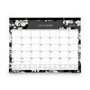 Blue Sky® Baccara Dark Desk Pad, Floral Artwork, 22 x 17, White/Black/Gold Sheets, Black Binding, 12-Month (Jan to Dec): 2025 (BLS110215)