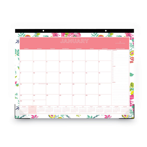 Blue Sky® Day Designer Peyton Desk Pad Calendar, Floral Artwork, 22 x 17, Black Binding, Clear Corners, 12-Month (Jan to Dec): 2025 (BLS103631)