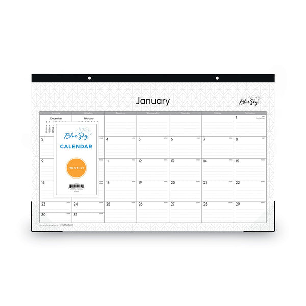 Blue Sky® Enterprise Desk Pad, Geometric Artwork, 17 x 11, White/Gray Sheets, Black Binding, Clear Corners, 12-Month (Jan to Dec): 2025 (BLS111293)