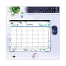 Blue Sky® Lindley Desk Pad, Floral Artwork, 22 x 17, White/Blue/Green Sheets, Black Binding, Clear Corners, 12-Month (Jan to Dec): 2025 (BLS100018)
