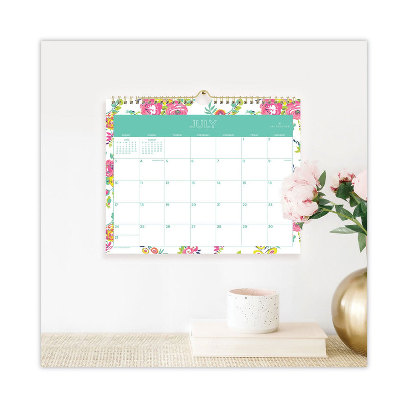Blue Sky® Day Designer Peyton Academic Wall Calendar, Floral Artwork, 11 x 8.75, White Sheets, 12-Month (July to June): 2024 to 2025 (BLS107936)