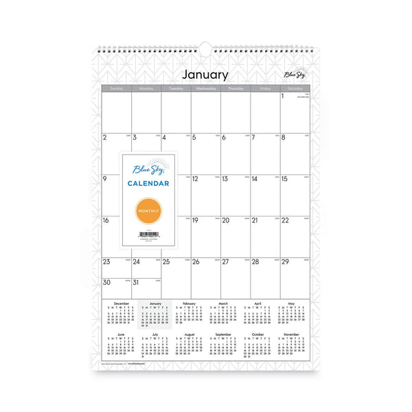 Blue Sky® Enterprise Wall Calendar, Geometric Artwork, 12 x 17, White/Gray Sheets, 12-Month (Jan to Dec): 2025 (BLS117373)